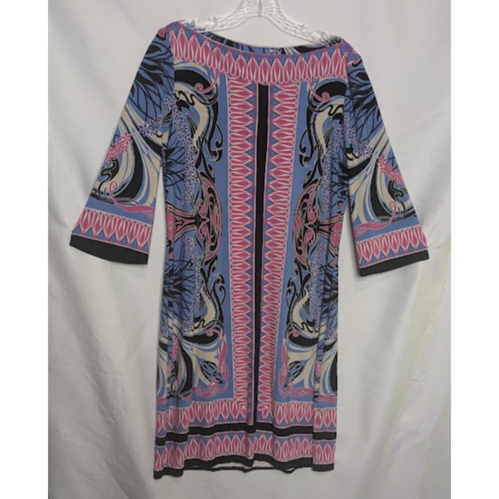 Donna Morgan boat neck dress size 12 3/4 sleeve stretchy comfort
